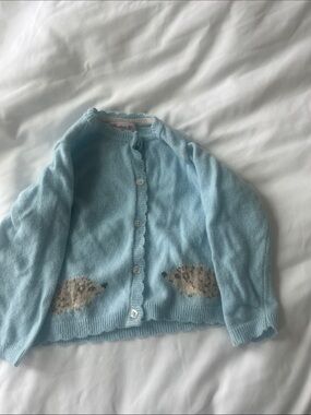 Confiture Trotters London Light Blue Hedgehog Cardigan